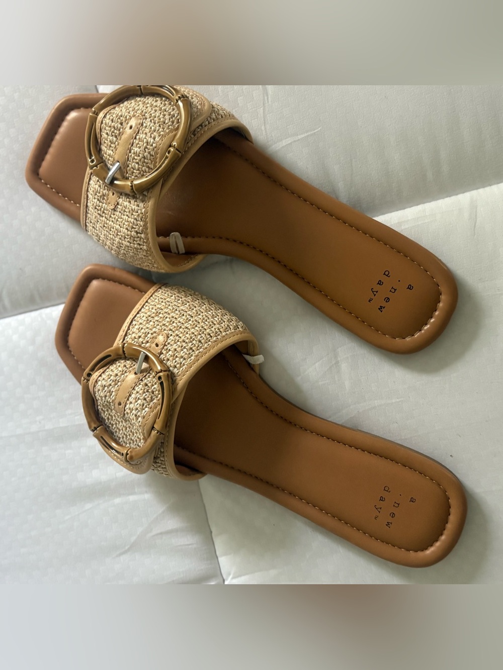 a new day Tan Woven Slide Sandals with Bamboo-Style Buckle - Picture 2 of 3